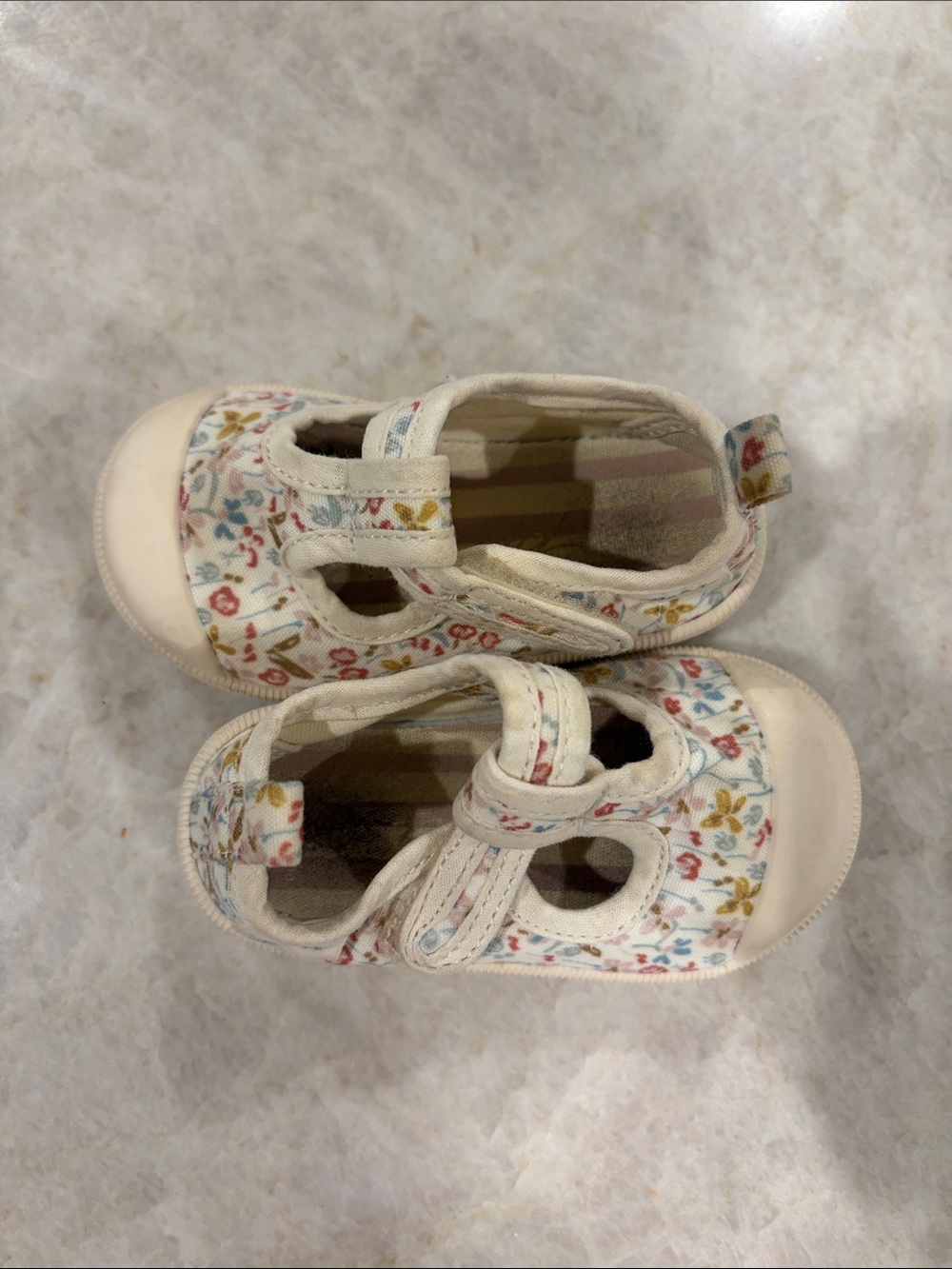 PEHR Floral Canvas Mary Janes in Cream